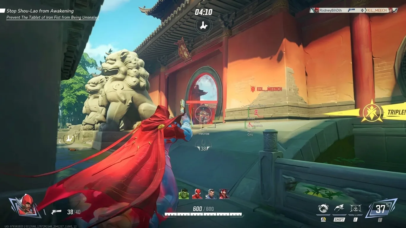 ESP player boxes in a Marvel Rivals match